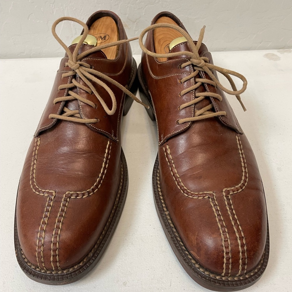 COLE HAAN Contrast Stitch Split Toe Chunky Leather Derby in Brown Size 9 1/2 D